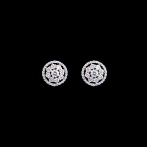 White stone circular design silver studs