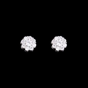 White stone floral design silver studs