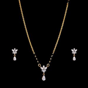 White stone gold plated chain with earrings