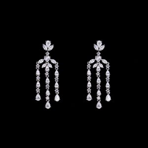 White stone long earrings