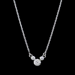 White stone Mickey design pendant silver chain