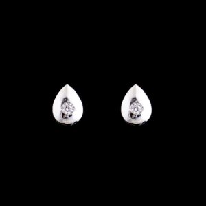 White stone oval design silver studs