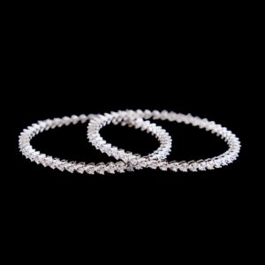 White stone silver bangles
