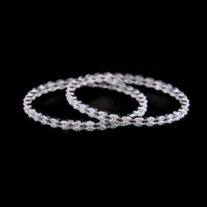 White stone silver bangles