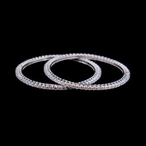 White stone silver bangles