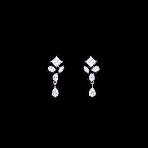 White stone silver earrings