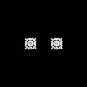 White stone square design silver studs