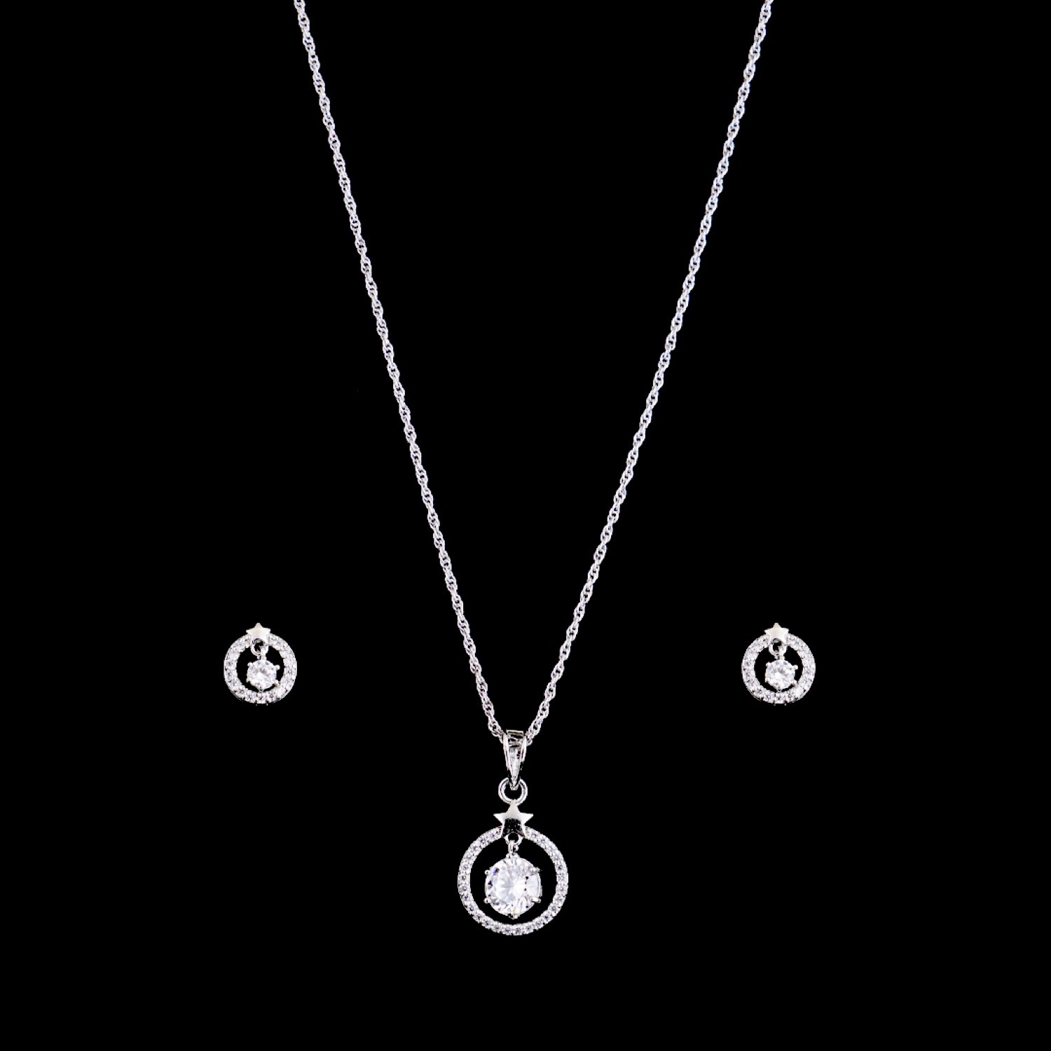 varam_swarovski_white_stone_star_design_silver_chain_with_earrings_2-1
