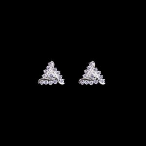 White stone triangle design silver stud