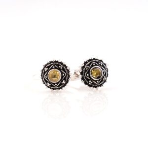 Yellow stoneoxidised silverToe Rings