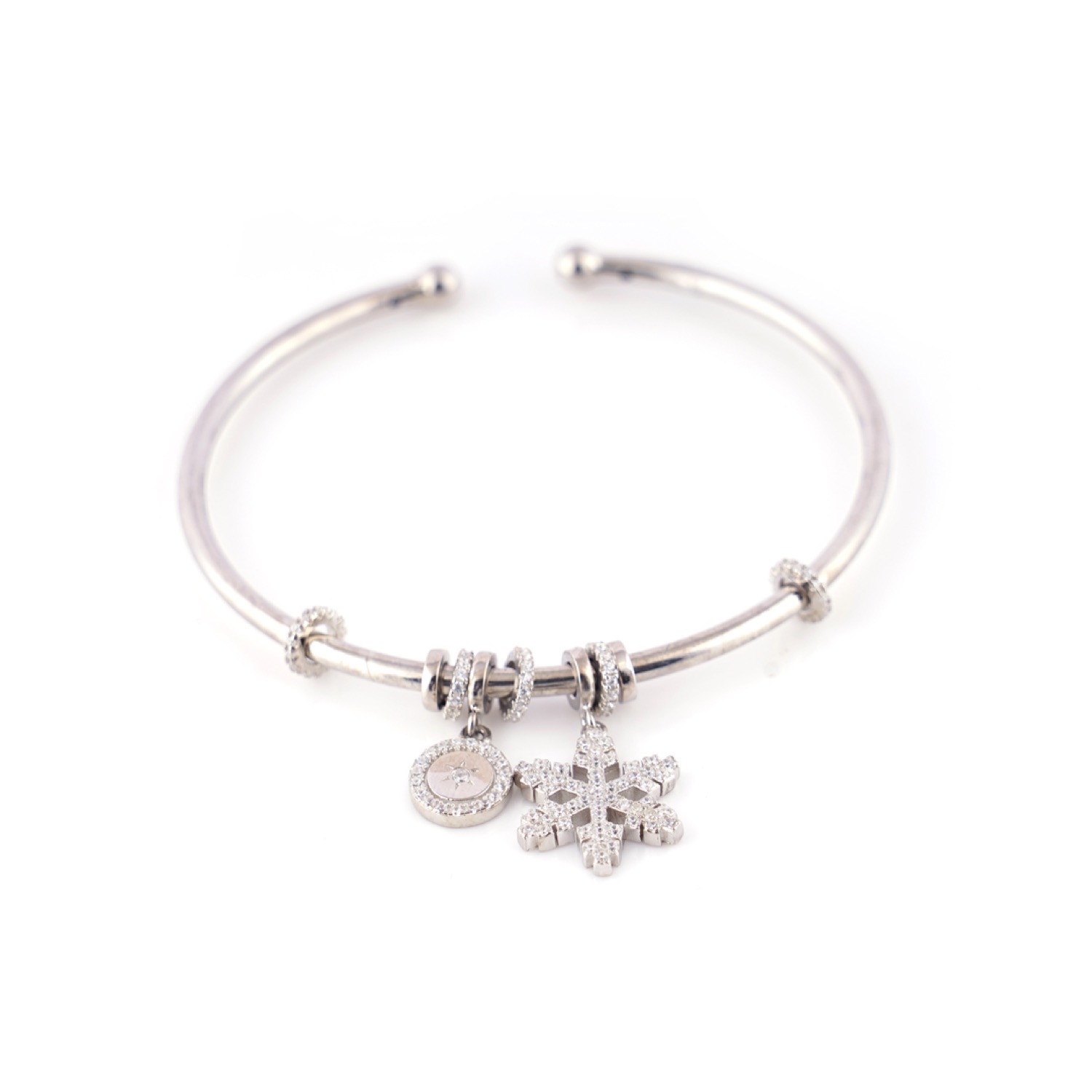varam_bracelet_and_bangle_adjustable_snow_flakes_shaped_charm_silver_bracelet-1