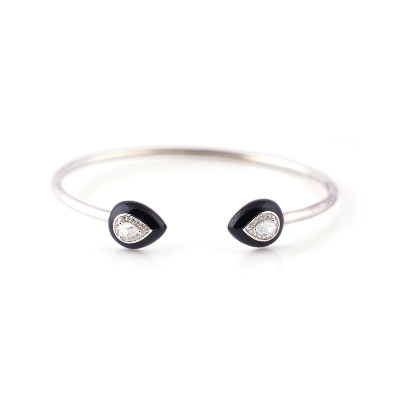 varam_bracelet_and_bangle_pear_shaped_design_black_enameled_open_cuff_silver_bracelet-1