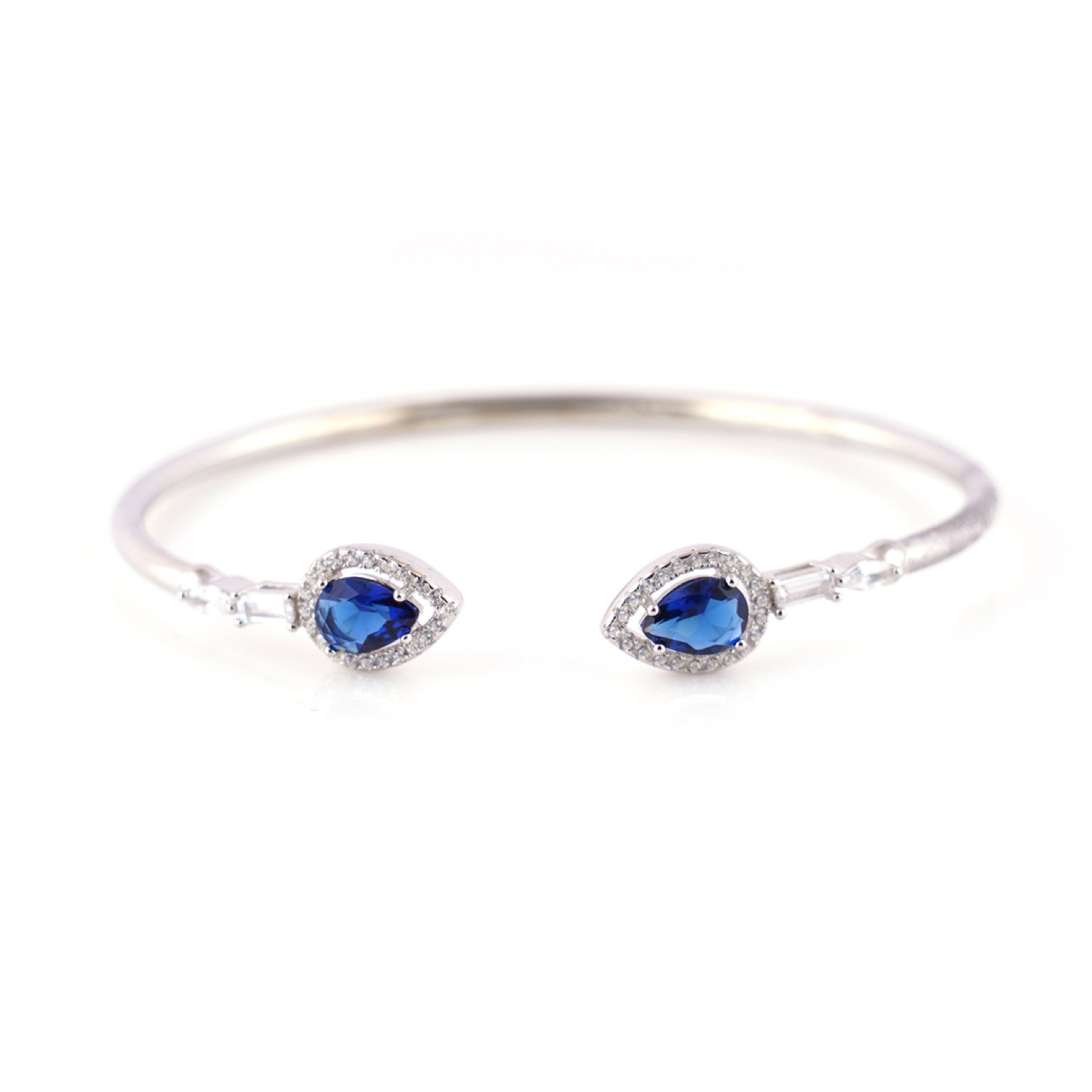varam_bracelet_and_bangle_pear_shaped_design_royal_blue_stone_open_cuff_silver_bracelet-1
