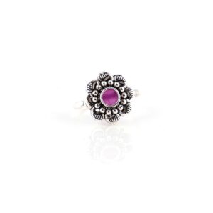 Antique pink stone oxidised silver toe ring
