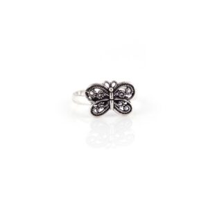 Butterfly design oxidised silver toe rings