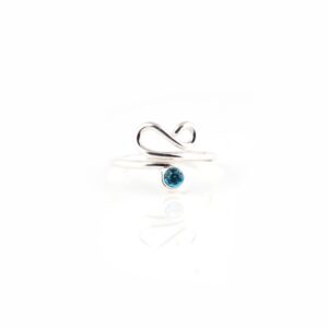 Designer blue stone silver toe rings