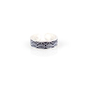Evil eye oxidised band silver toe ring