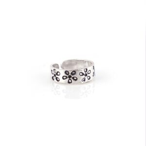 Flower design oxidised silver toe rings