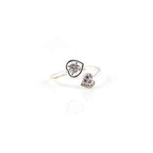 Heart shaped multistone designer silver toe rings