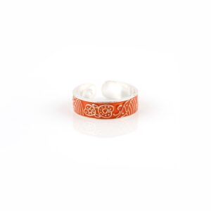 Orange heart design Silver toe rings