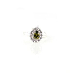 Pear shape yellow and white stone silver toe rings