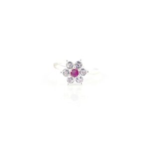 Pink and white stone Silver toe rings