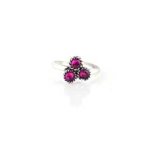 pink stone silver toe rings