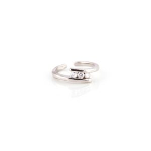 Polished three white stoned silver toe rings