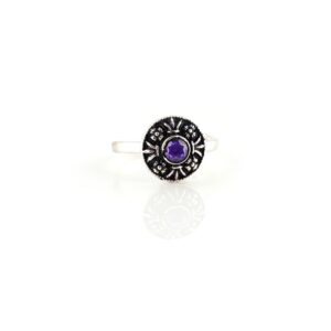 Purple stone round shaped oxidised silver toe rings