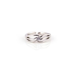 Single white stoned silver toe rings