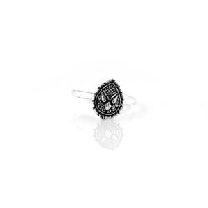 Tear shaped oxidised silver toe rings