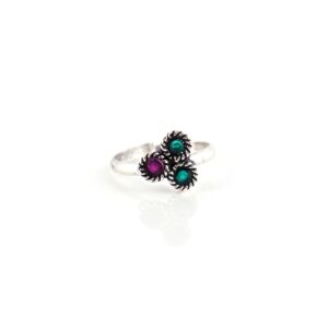 Three stone silver toe rings