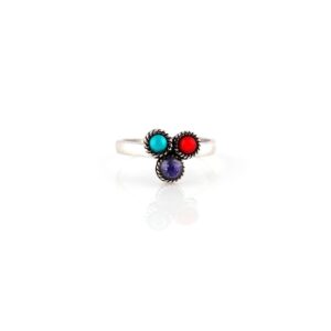 Tri color moonstone silver toe rings