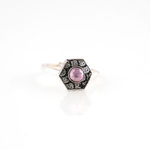 Violet stone oxidised silver toerings