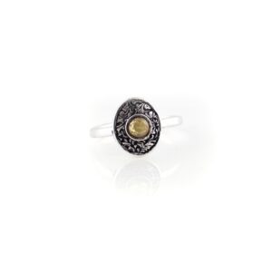 Yellow stone oxidised silver toe rings