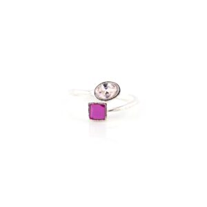 White and violet stone designer silver toe rings
