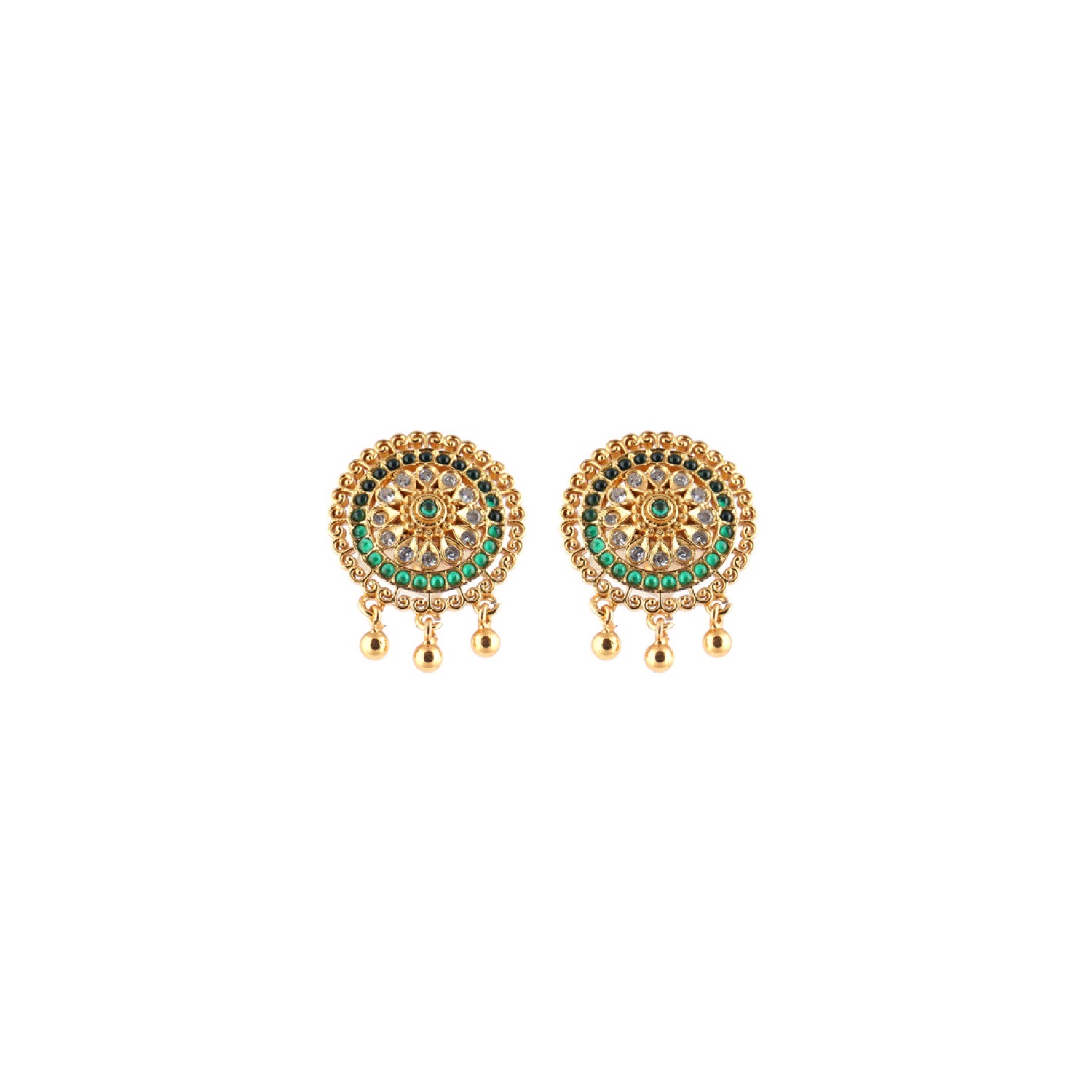 varam_earrings_102022_green_and_white_stone_gold_coated_round_shaped_silver_earrings-1