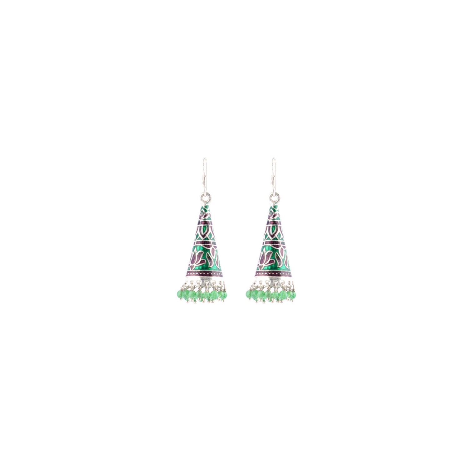 varam_earrings_102022_maroon_and_green_meenakari_cone_shaped_jumkha_silver_earrings-1