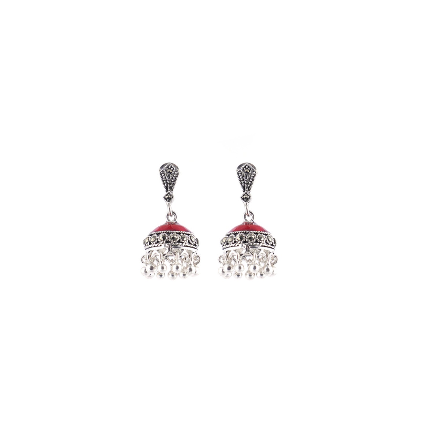varam_earrings_102022_red_enameled_with_silver_bead_dangling_jumkha_silver_earrings-1