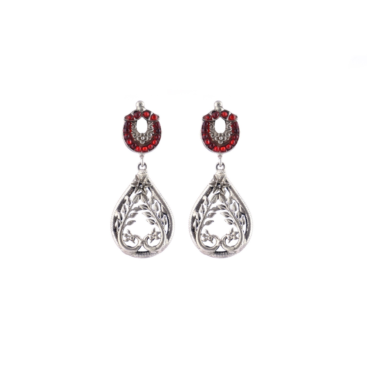 varam_earrings_102022_red_stone_stud_with_peacock_dangling_silver_earrings-1