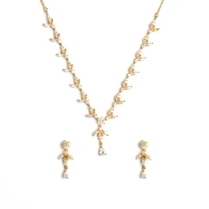 Silver and gold plated with alternate design earrings and necklace set