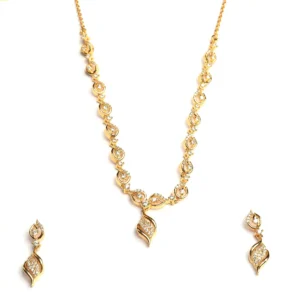 Silver and gold plated with design and stone work earrings and necklace set