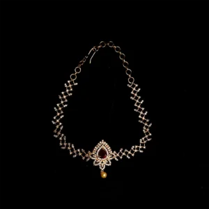 Silver and gold plated with zig zag design and Swarovski stones and pearl necklace