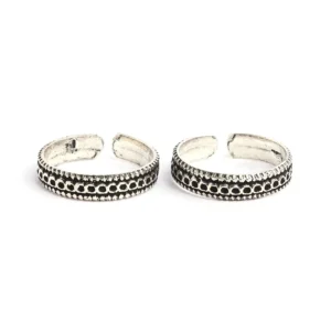 Silver and oxidised with three layer design toe rings
