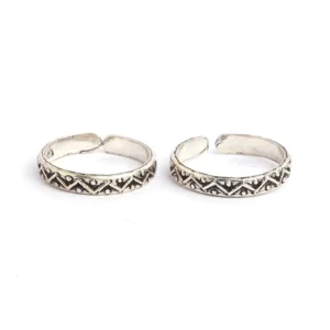 Silver and oxidised with zig zag design toe rings