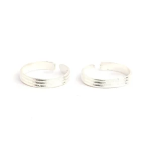 Silver and three layer band type toe rings