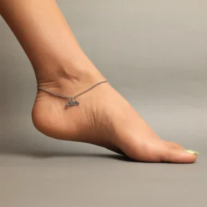Silver oxidised knotted string with bike charm anklets