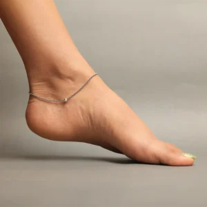 Silver oxidised thin string anklets