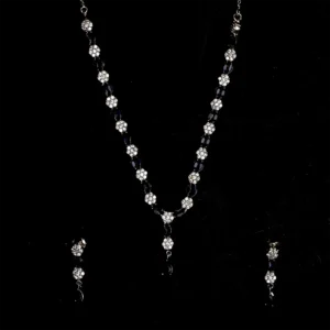 Silver with black stones and Swarovski stones chain