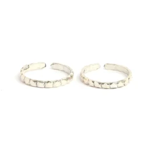 Silver with design toe rings